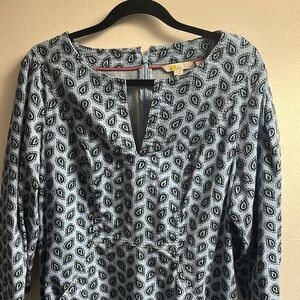 Boden Blue Dress withGreen Paisley